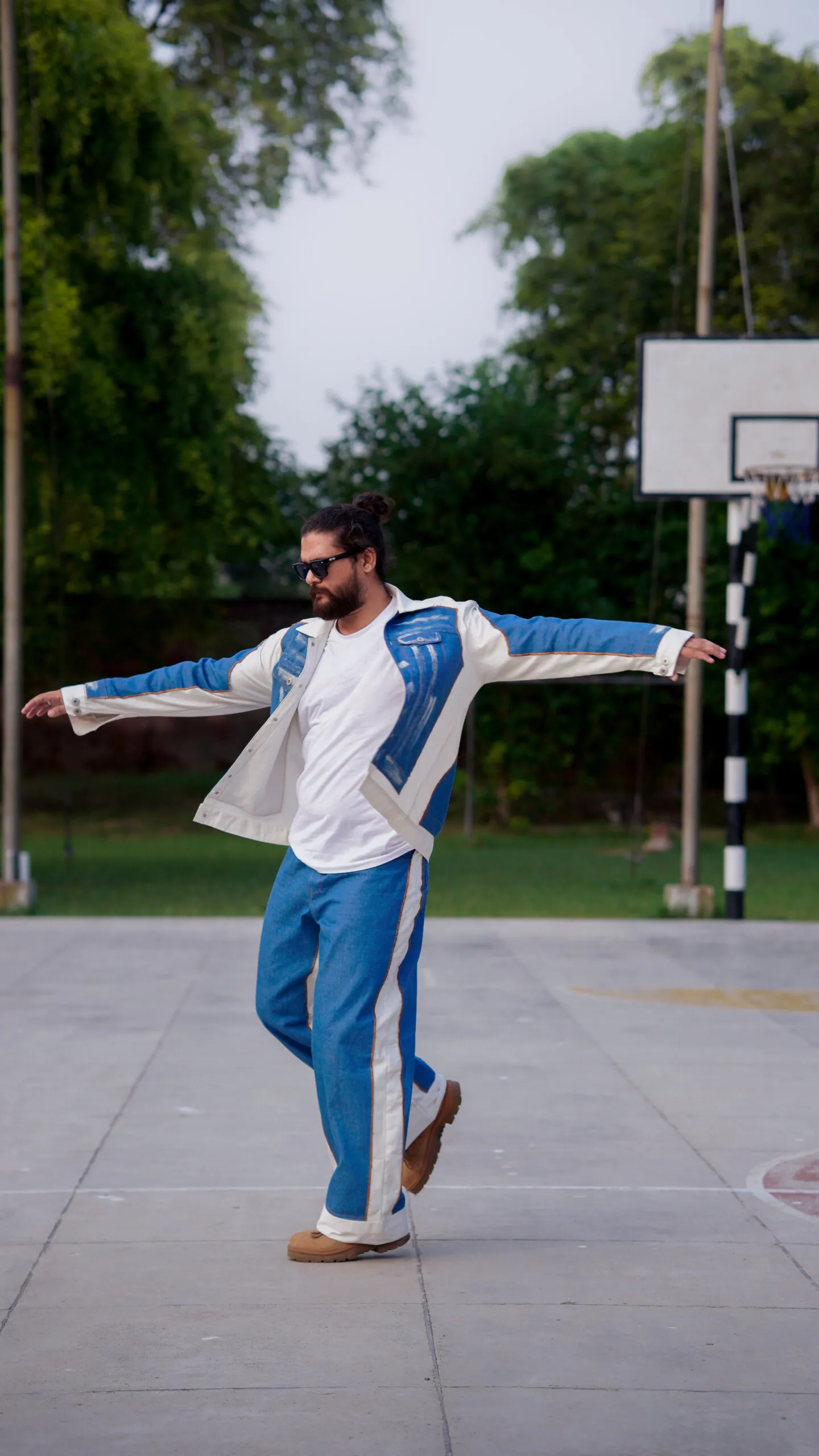 Blue & White Denim Jacket & Pant 3