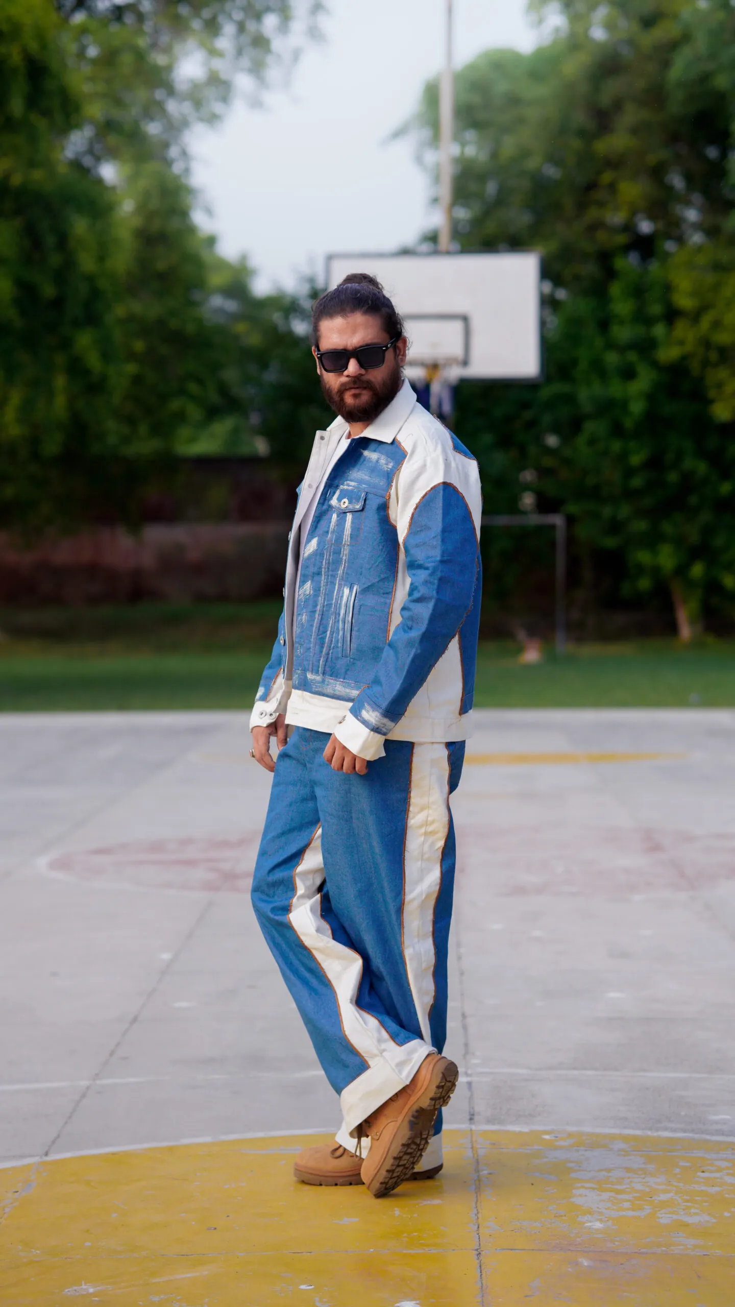 Blue & White Denim Jacket & Pant 5