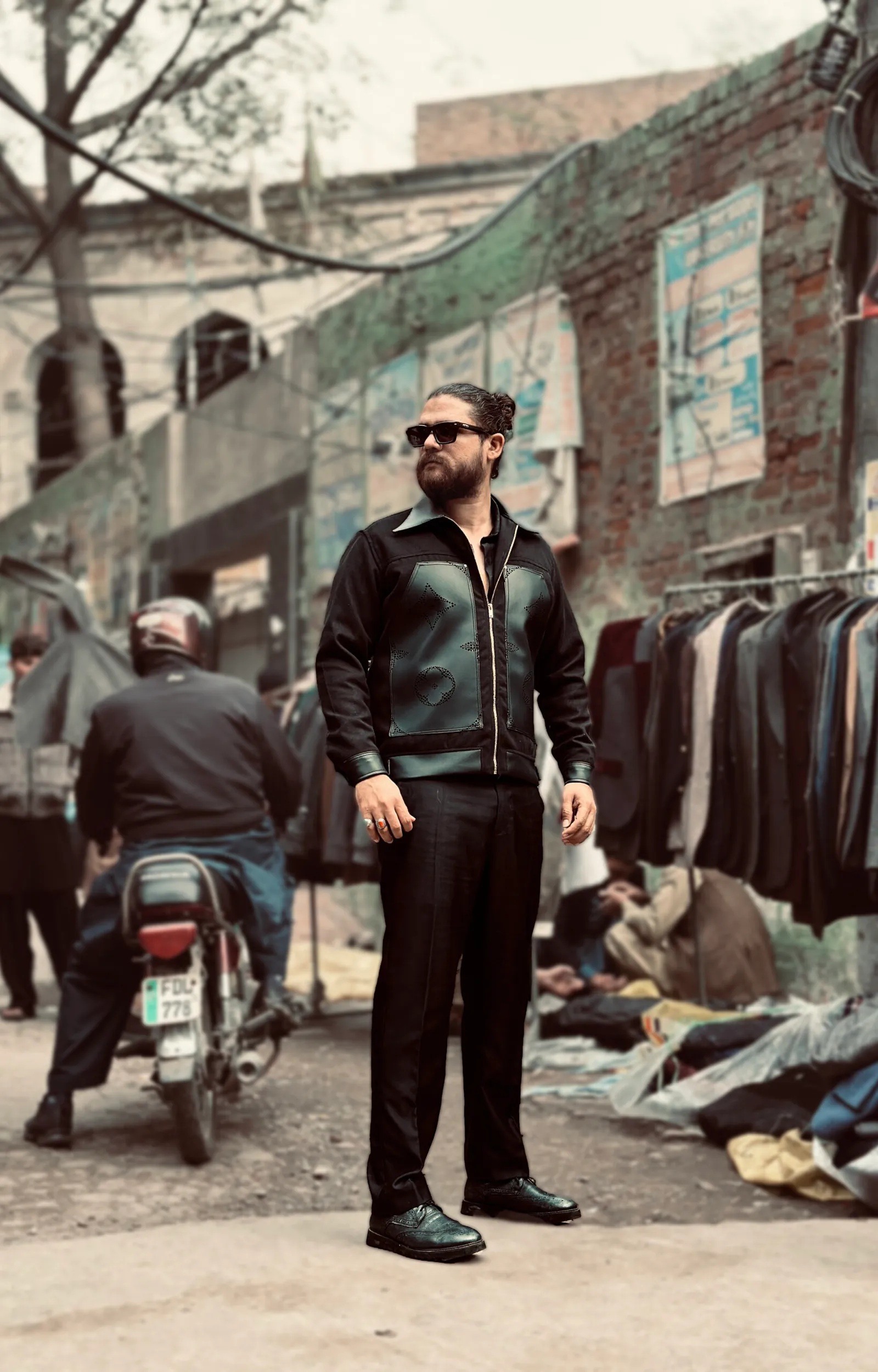 Mix Leather Black Jacket