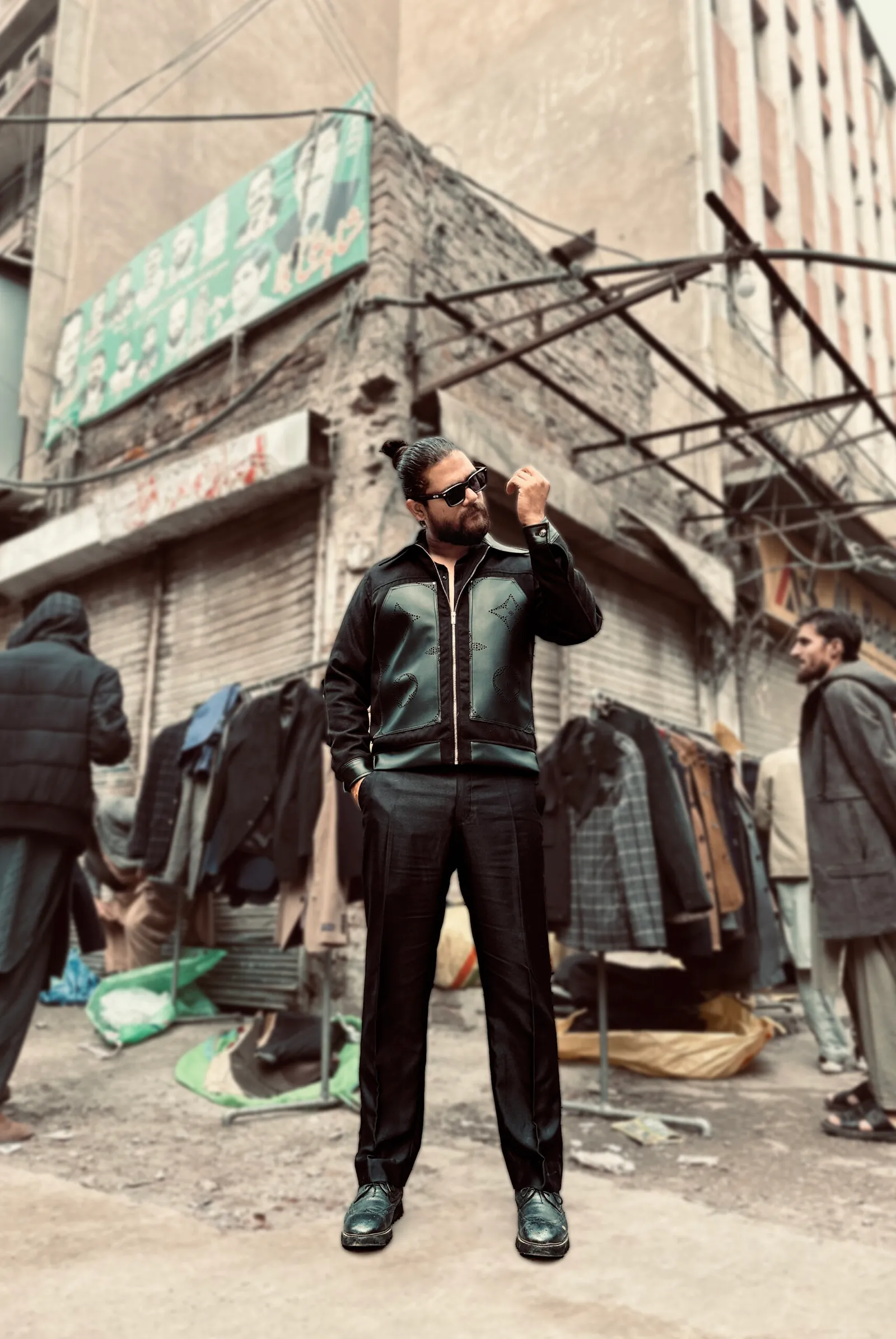 Mix Leather Black Jacket 4